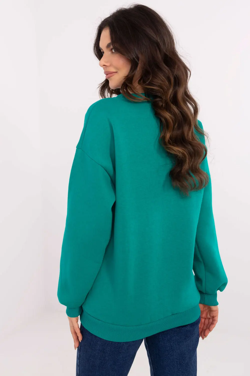 Sweatshirt vert en coton – Image 3