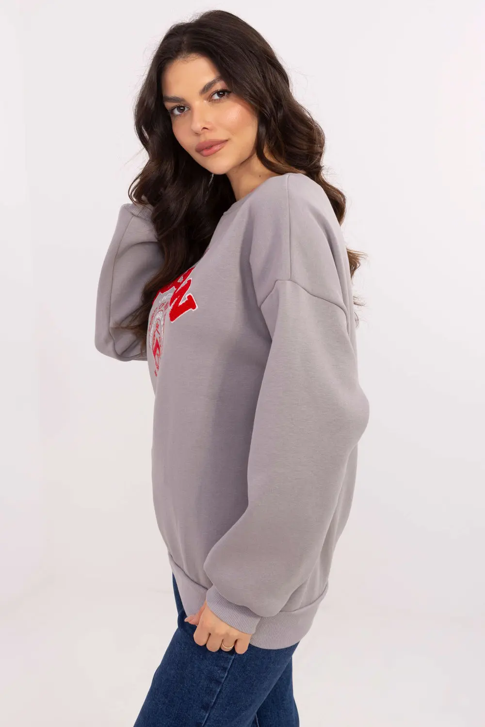 Sweatshirt gris en coton – Image 2