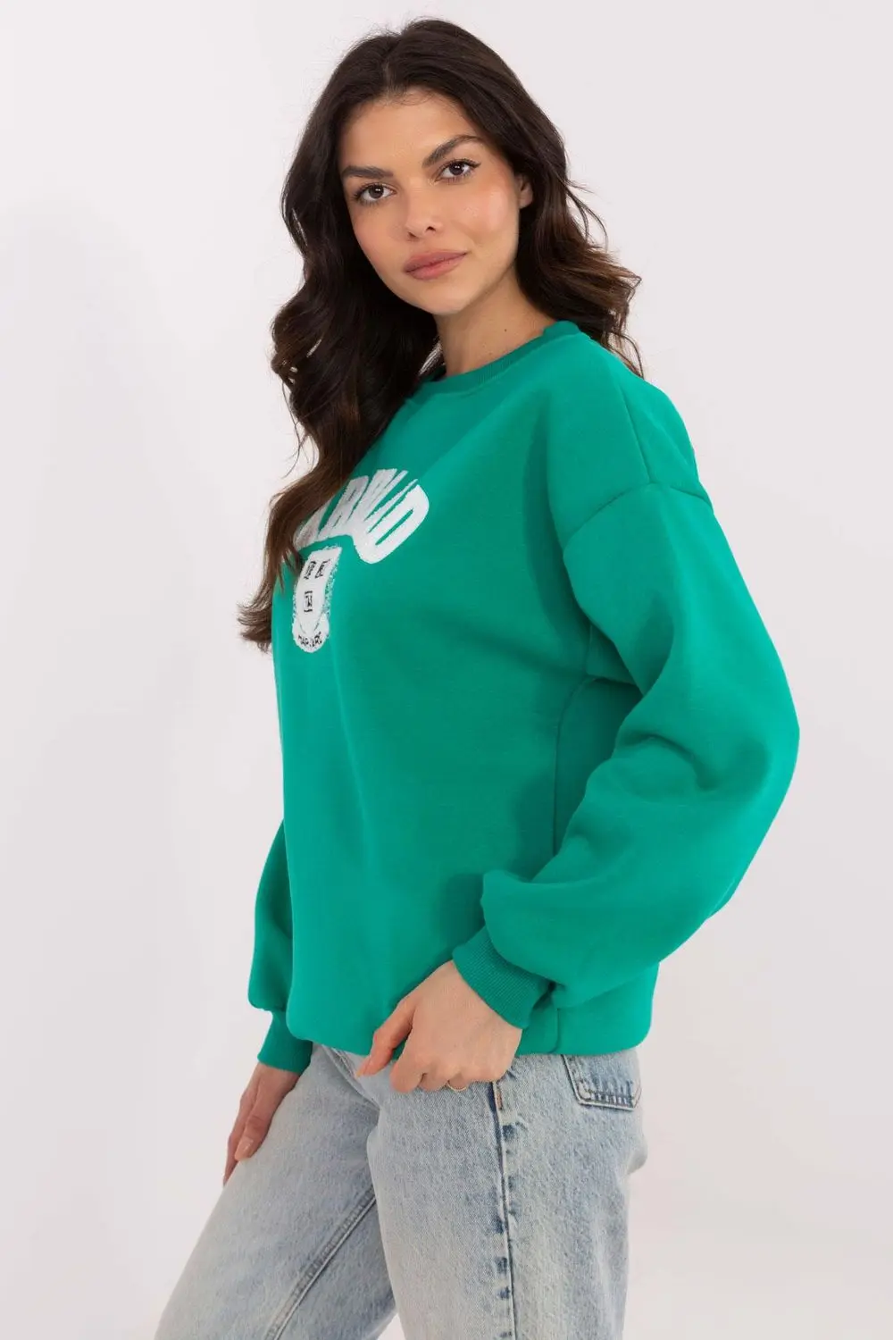 Sweatshirt vert en coton – Image 2