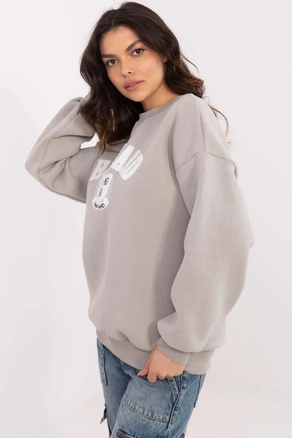 Sweatshirt gris en coton – Image 2