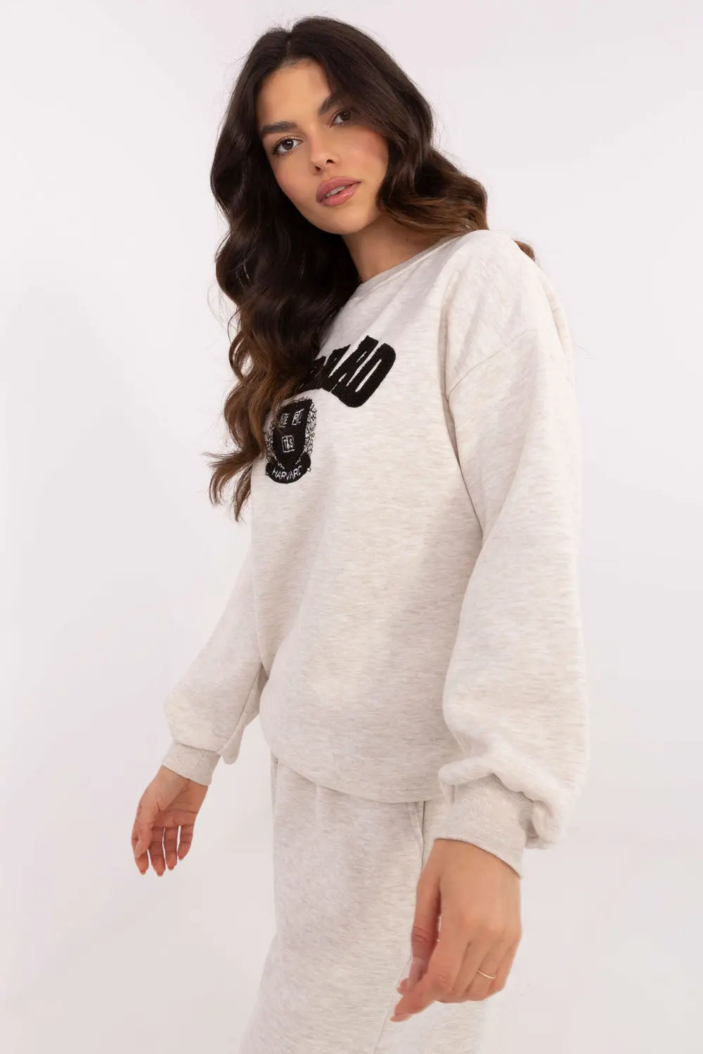 Sweatshirt beige en coton – Image 3