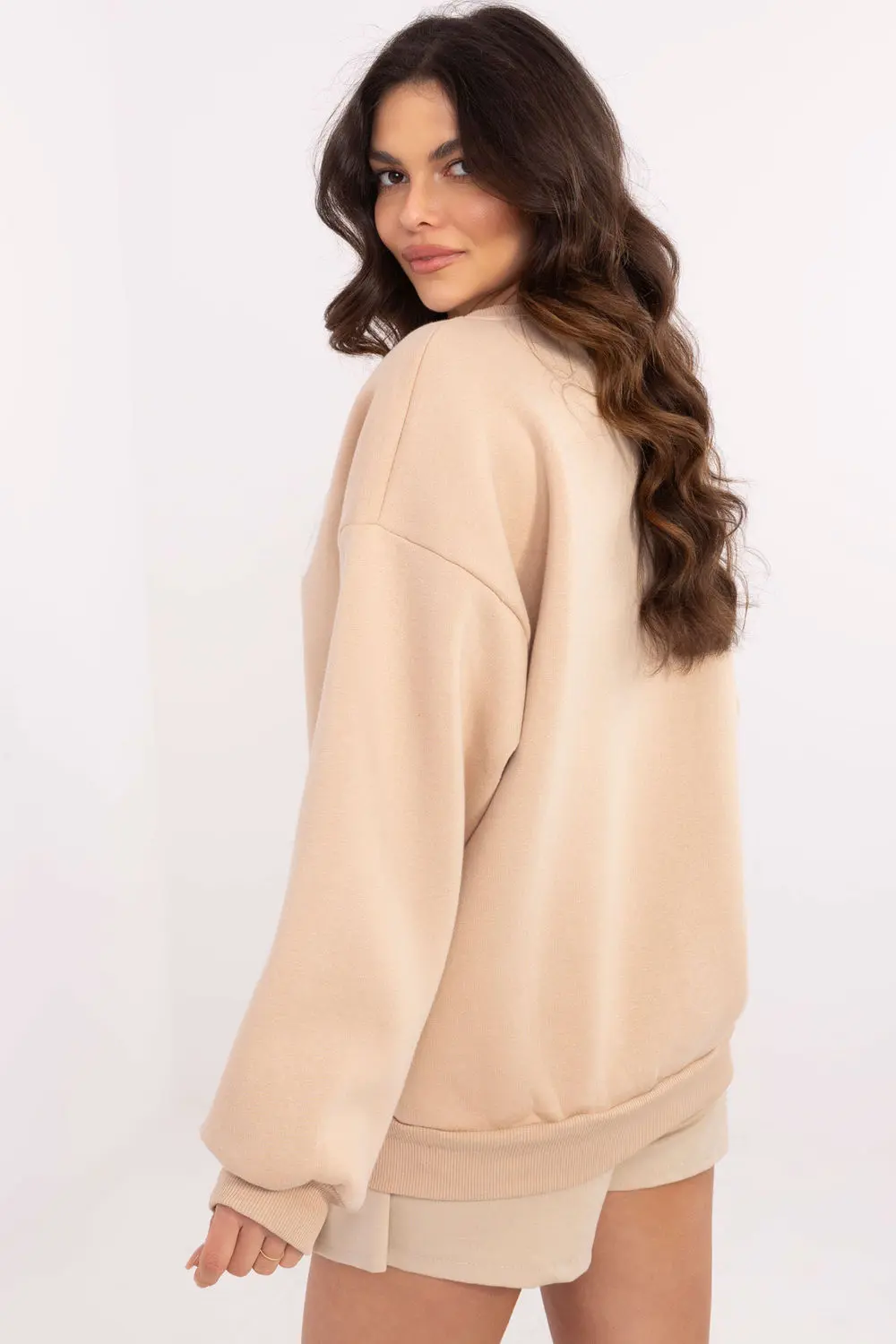 Sweatshirt beige en coton – Image 3
