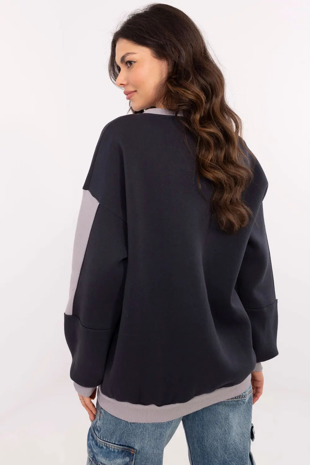 Sweatshirt bleu marine en coton – Image 3