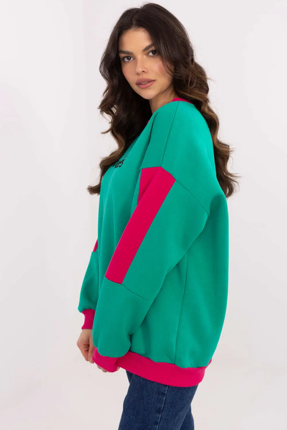 Sweatshirt vert en coton – Image 2