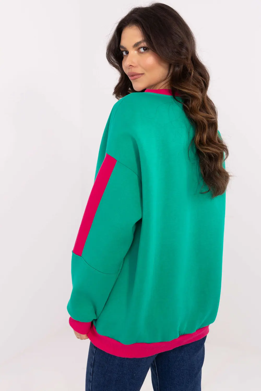 Sweatshirt vert en coton – Image 3