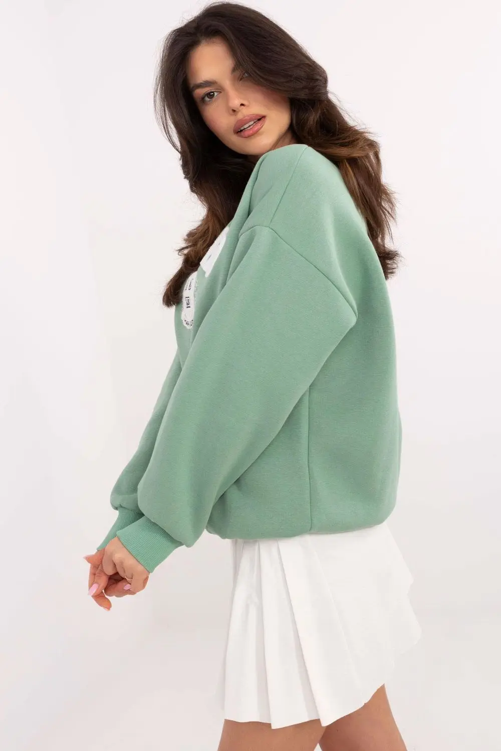 Sweatshirt vert en coton – Image 2