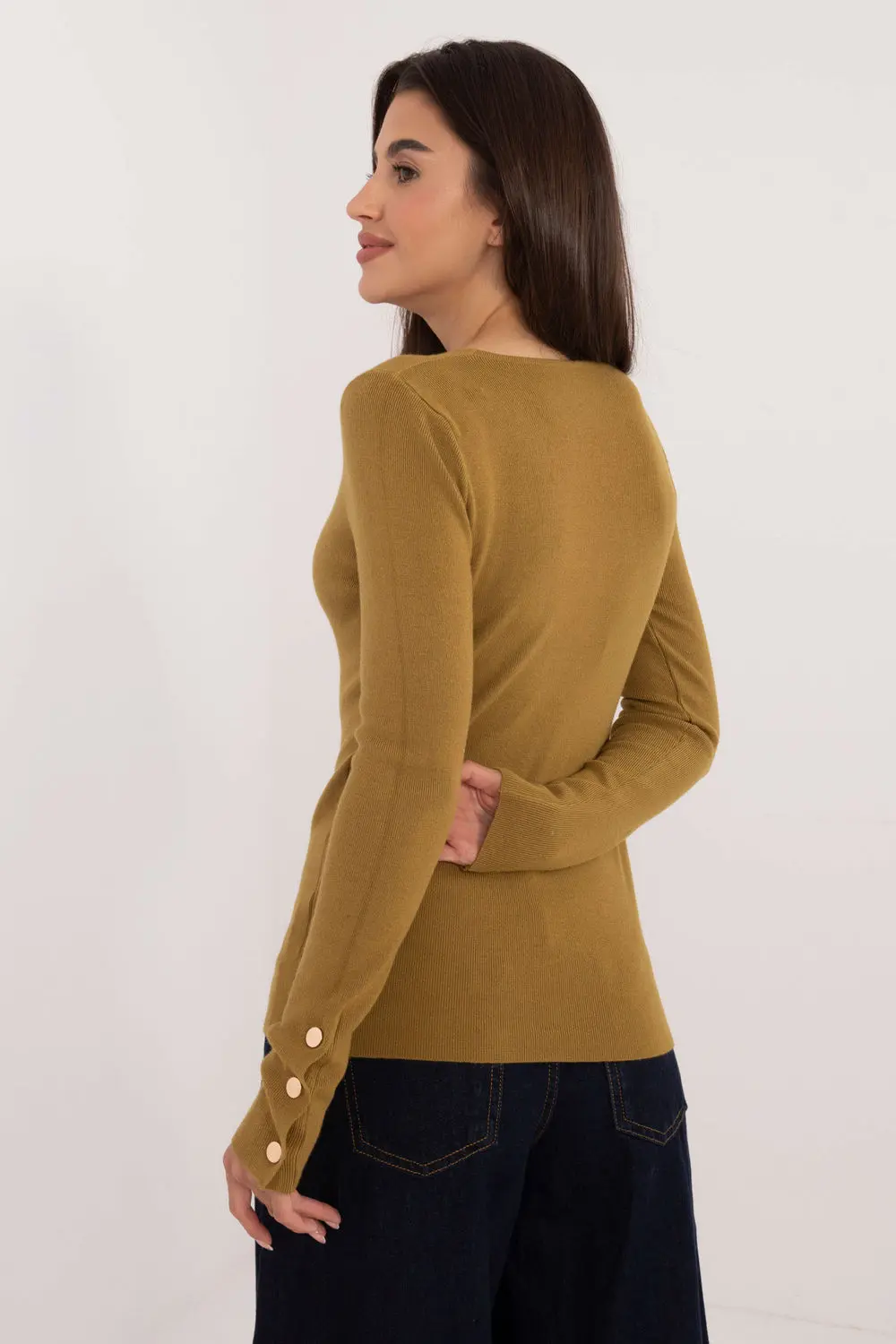 Chandail vert décolleté en V – Image 3