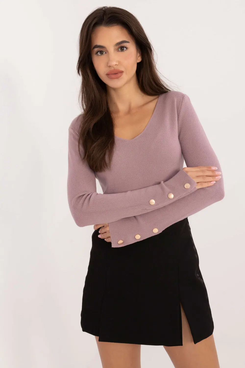Chandail violet décolleté en V