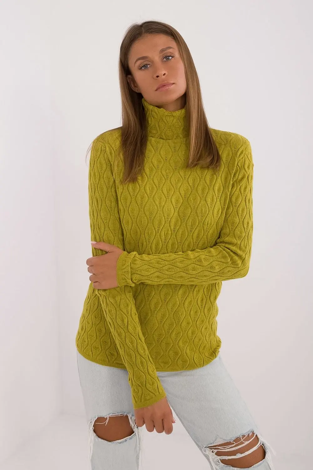 Col roulé vert