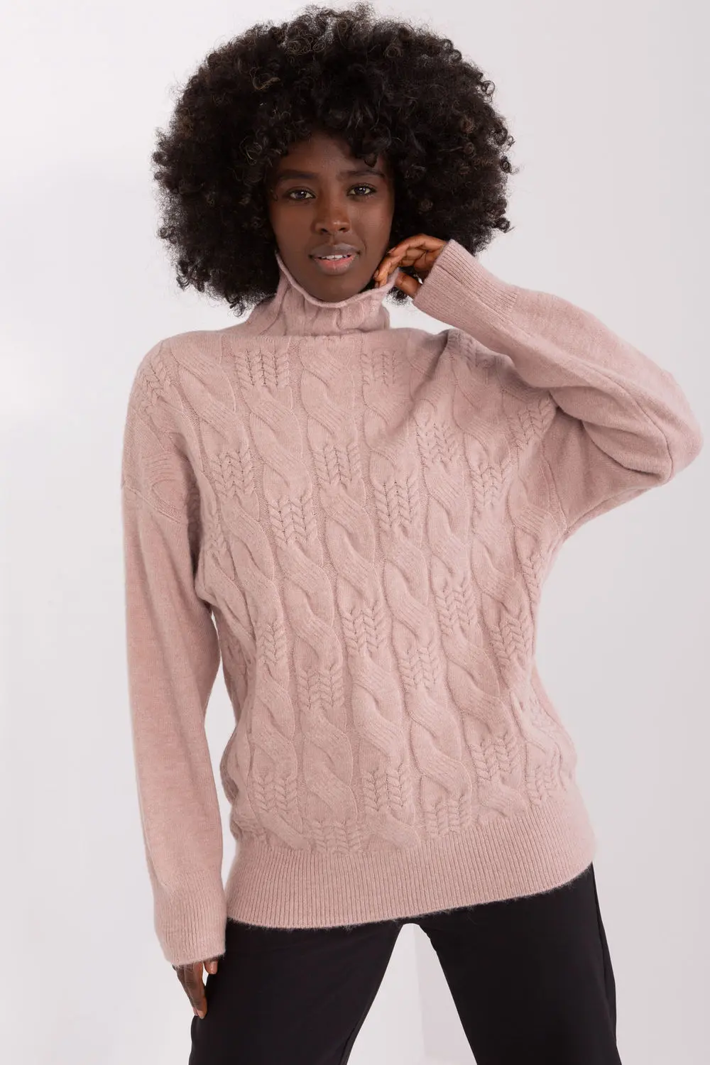 Col roulé rose