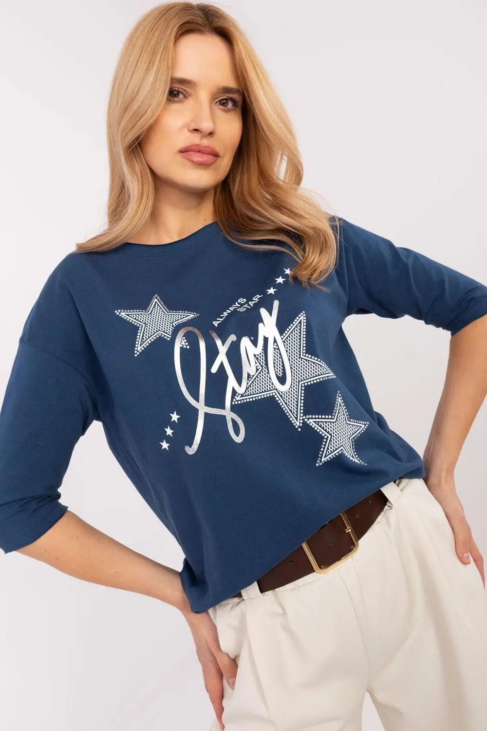 Chemisier col rond bleu