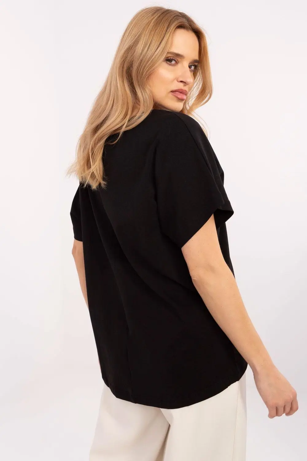 Chemisier oversize col rond noir – Image 3
