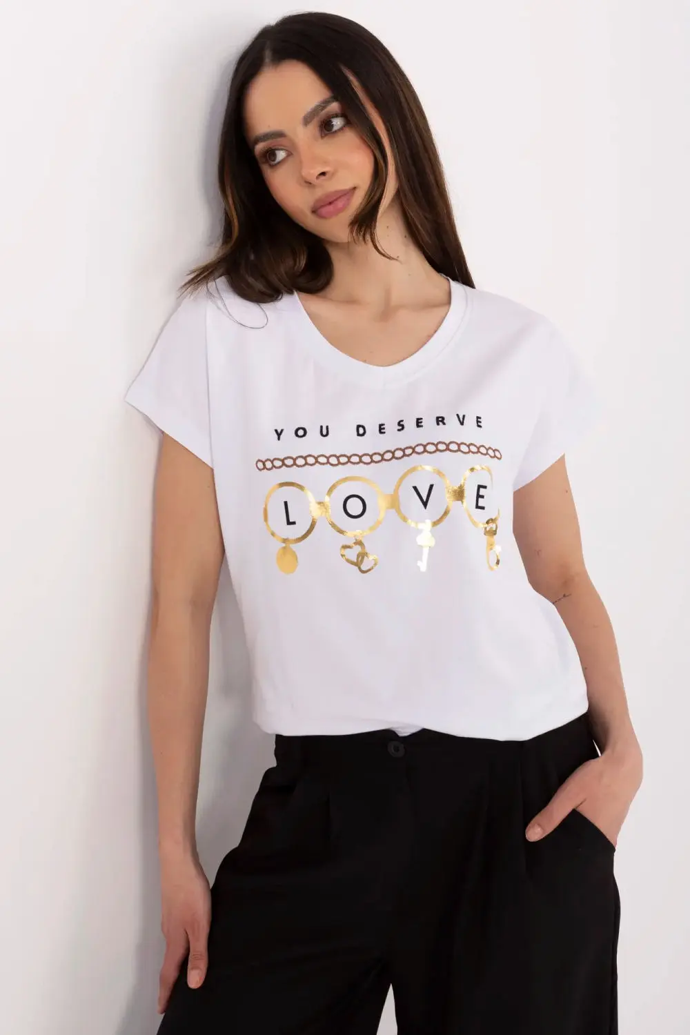 T-shirt décolleté en V blanc