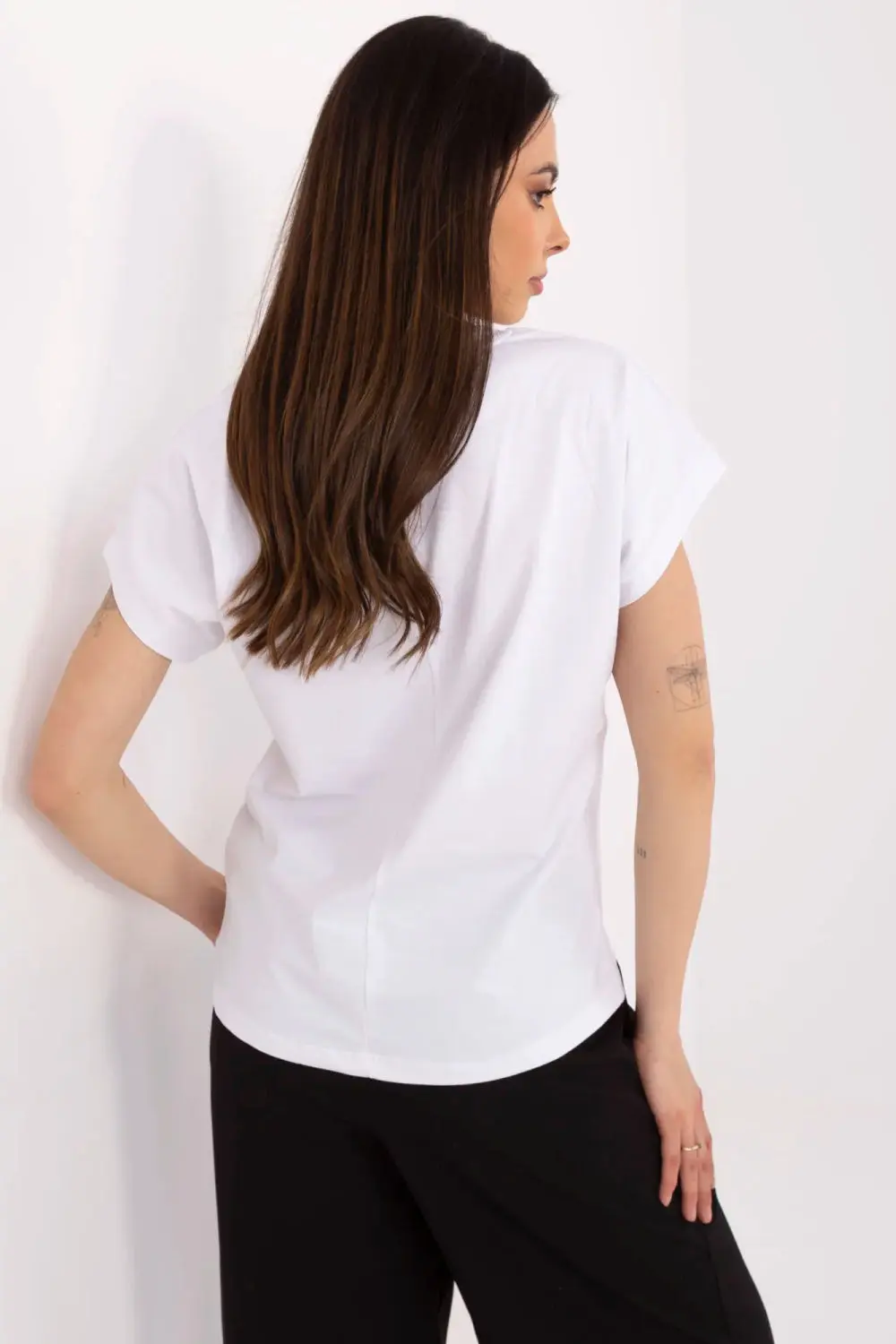 T-shirt décolleté en V blanc – Image 3