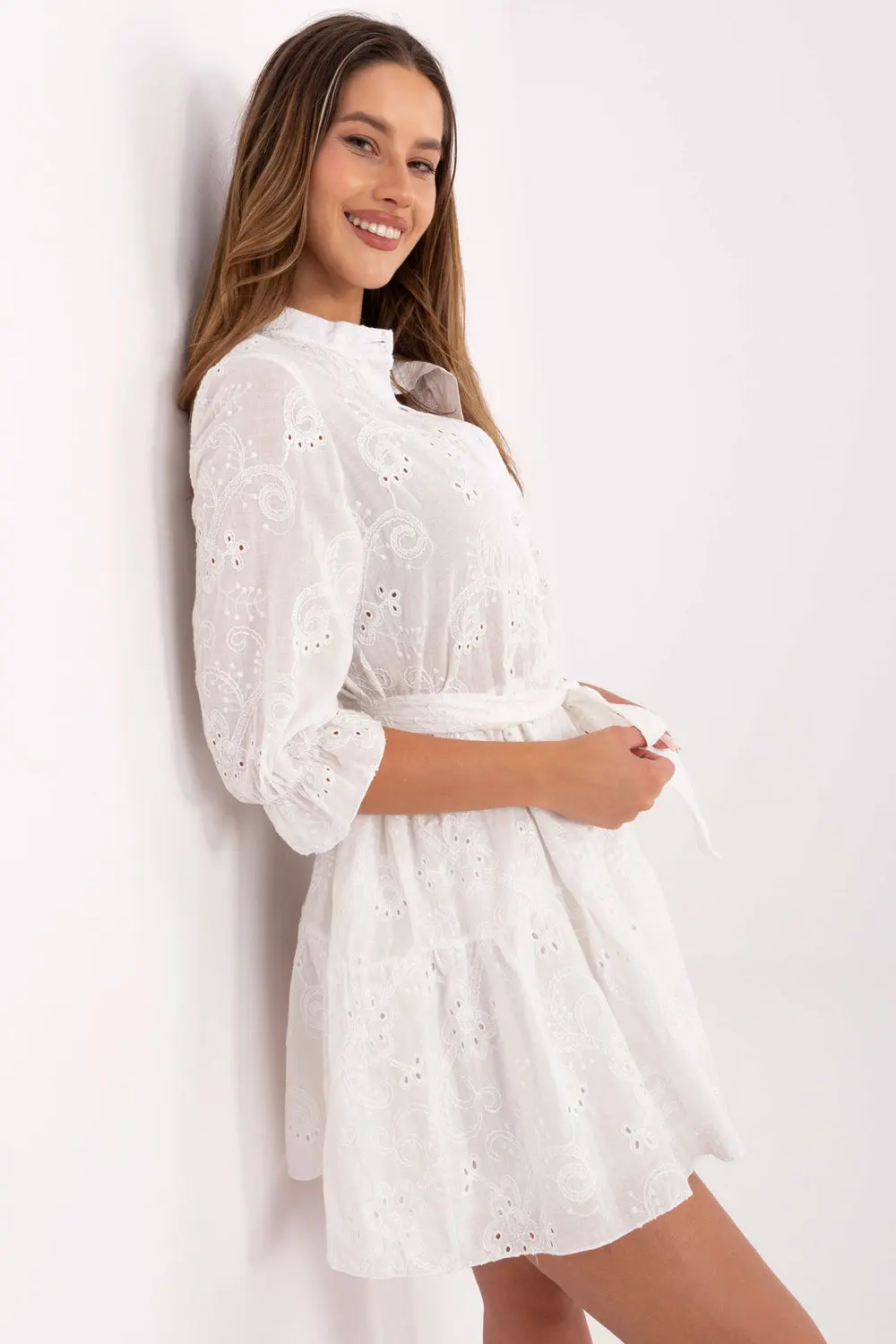 Robe courte évasée blanche – Image 2