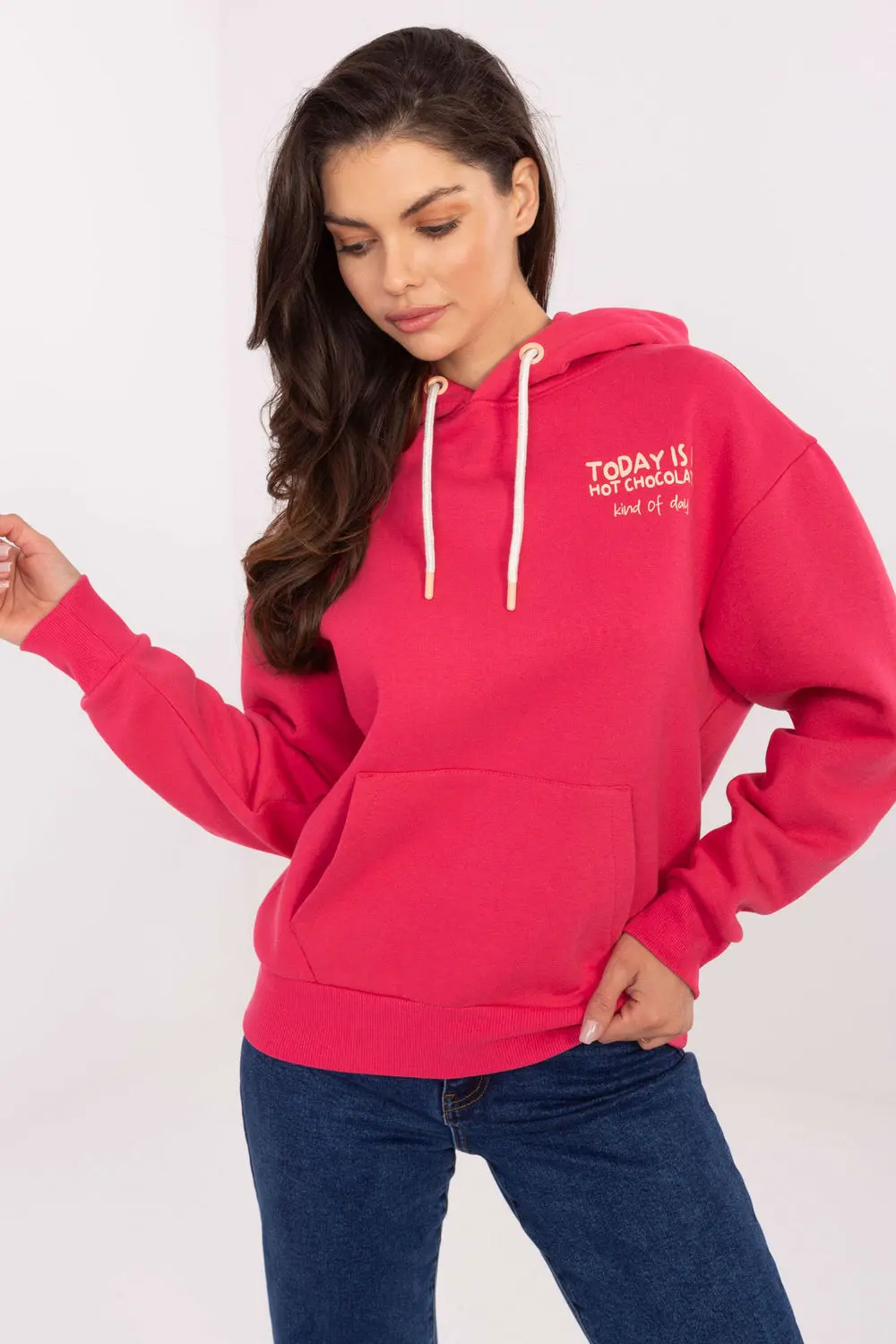 Sweatshirt à capuche rose en coton