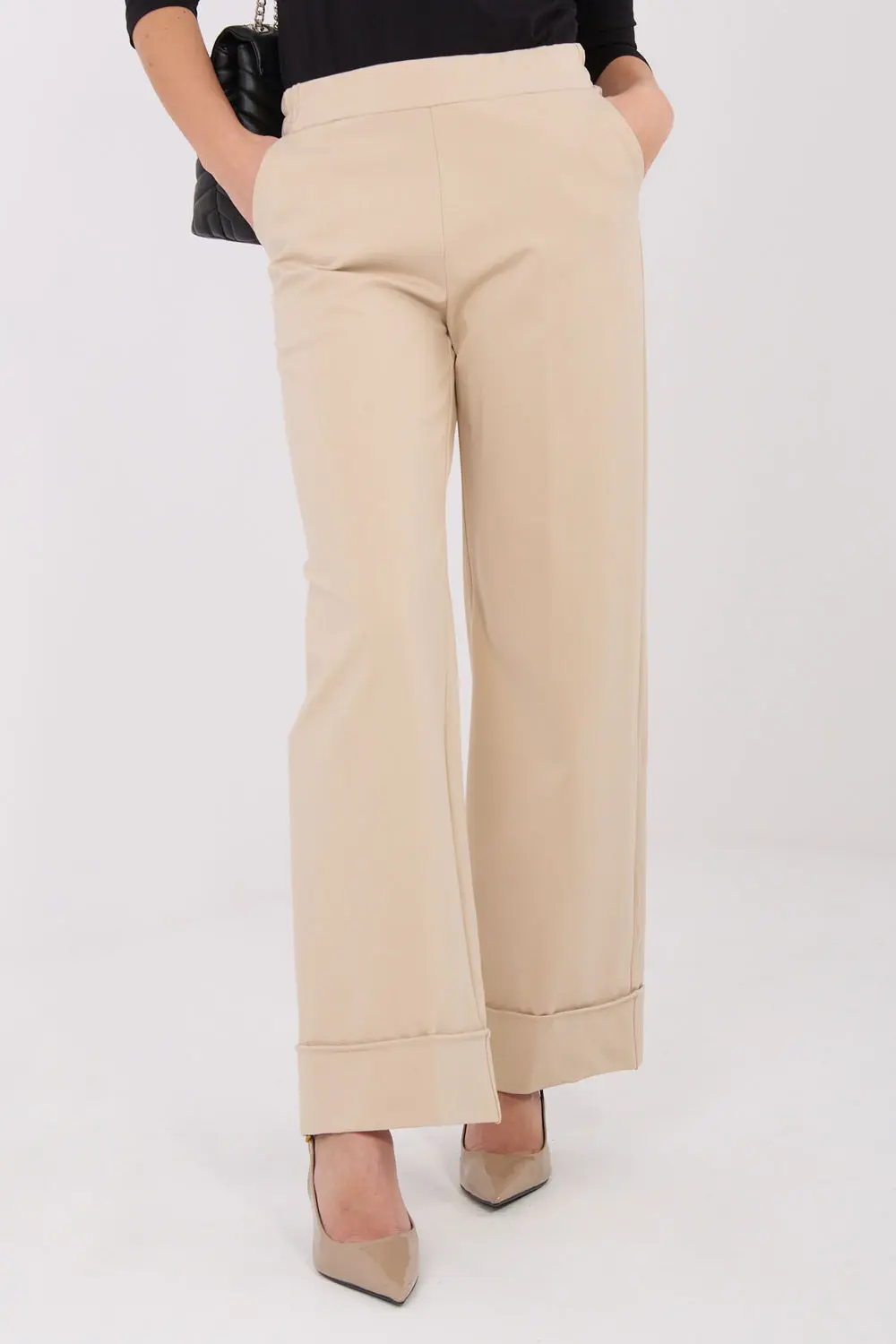 Pantalon large beige