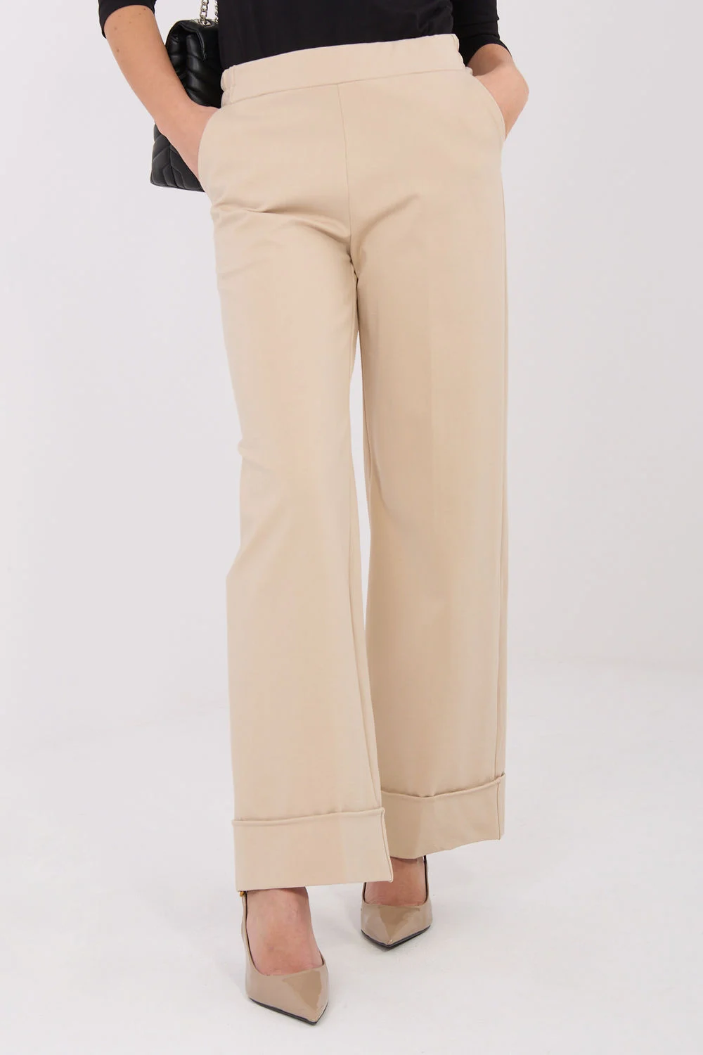Pantalon large beige