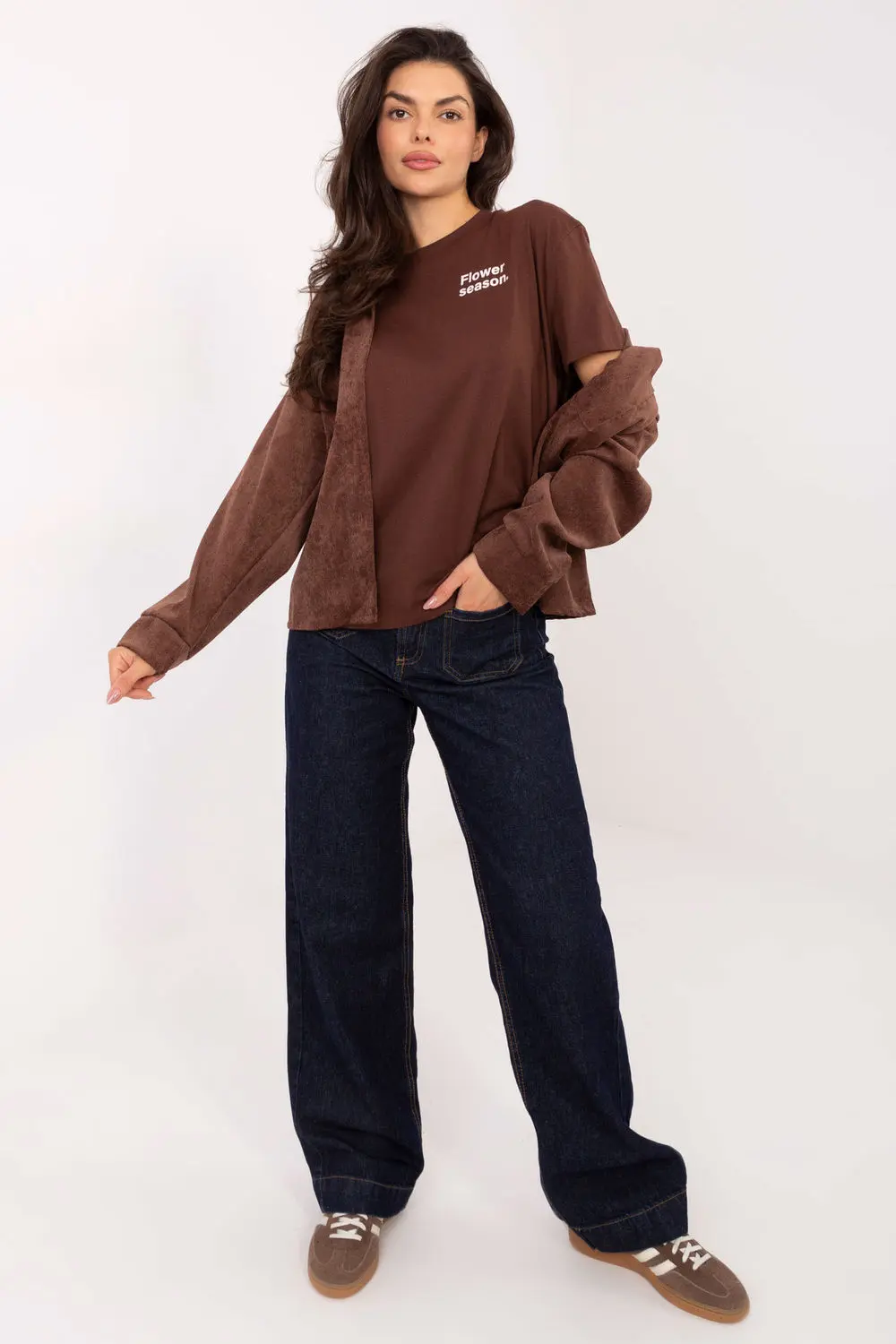 Chemise manche longue brune