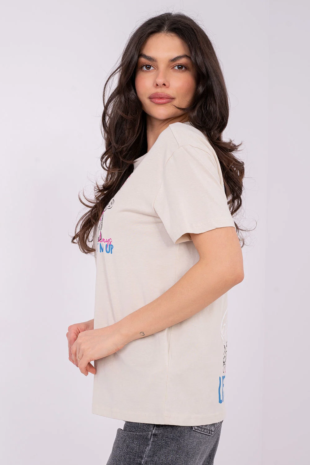 T-shirt beige imprimé – Image 2