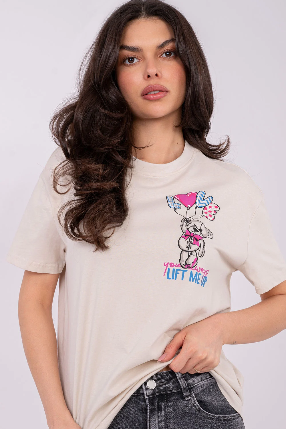 T-shirt beige imprimé – Image 4