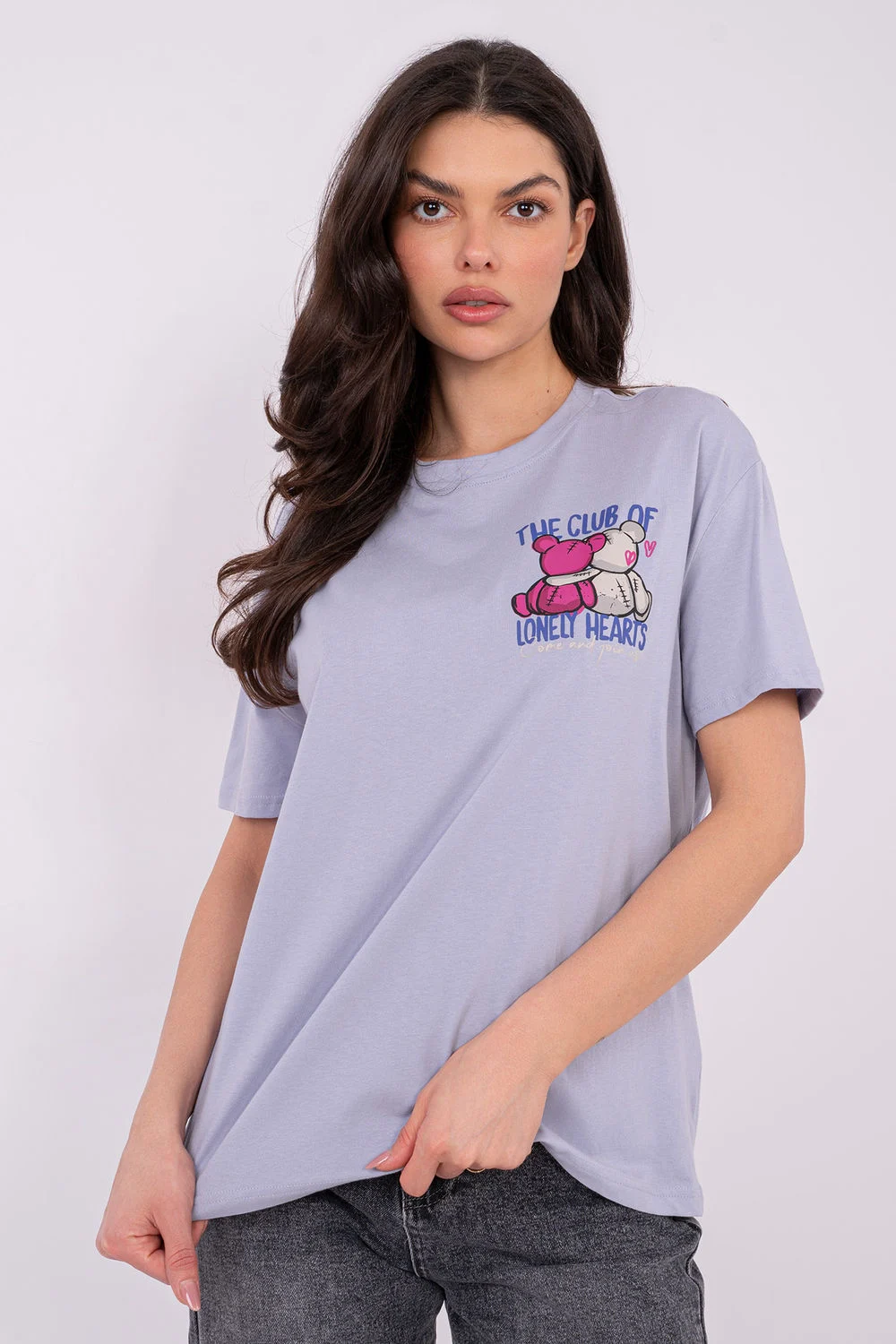 T-shirt violet imprimé