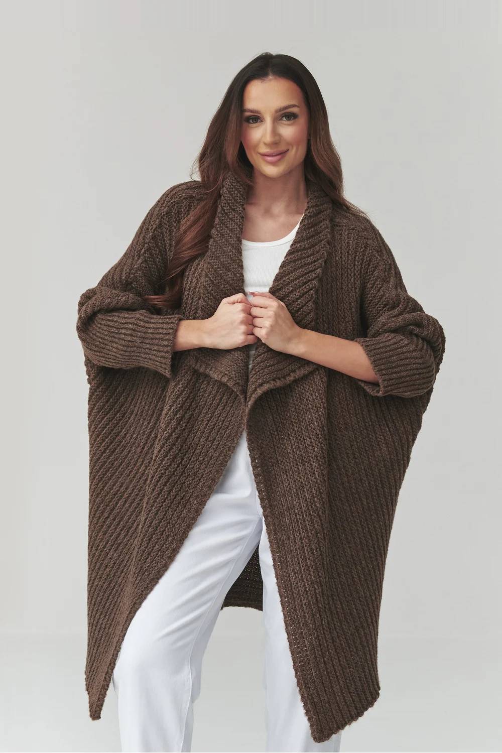 Cardigan oversize brun