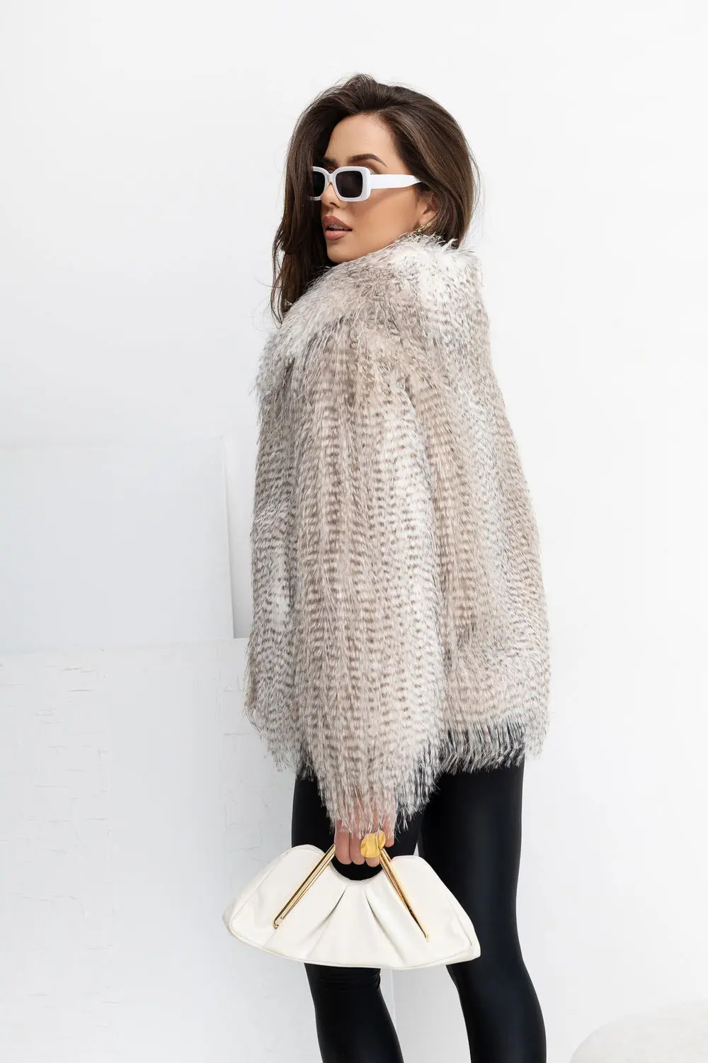 Veste en fausse fourrure beige – Image 3