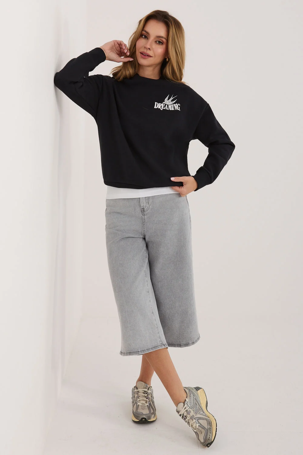 Sweatshirt gris imprimé