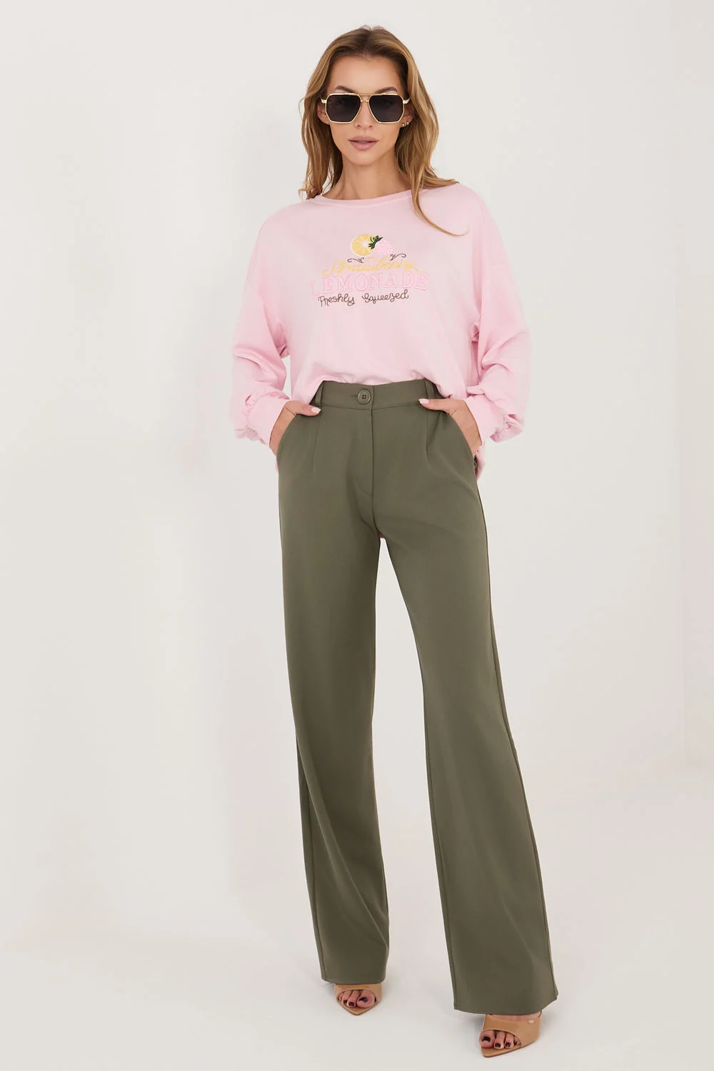 Sweatshirt rose à manches longues