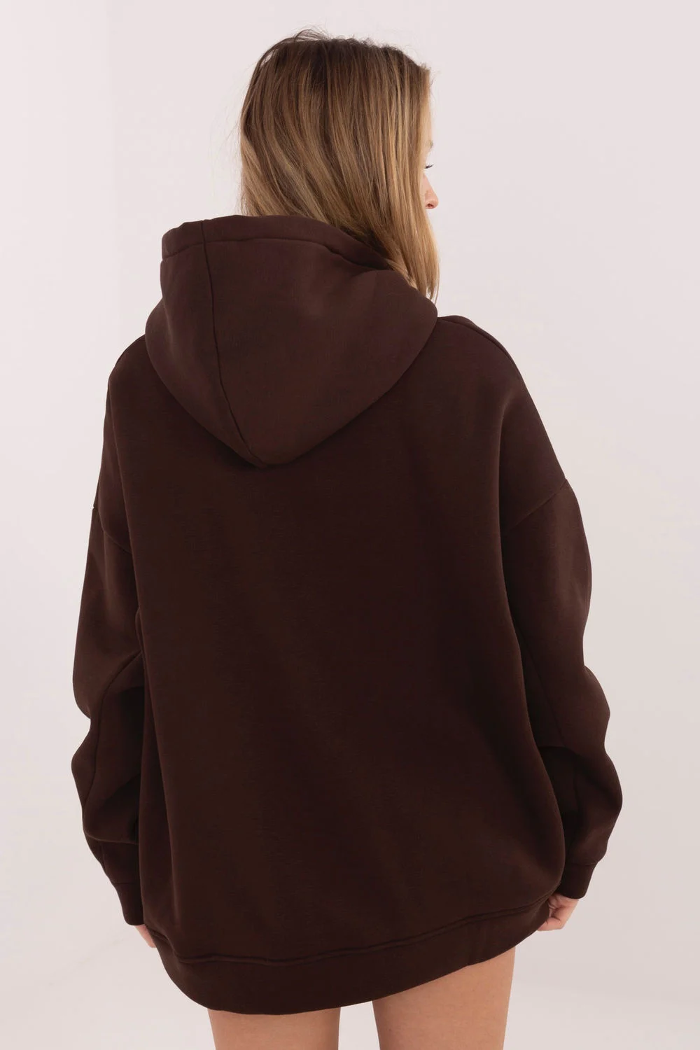 Sweatshirt à capuche brun en coton – Image 3