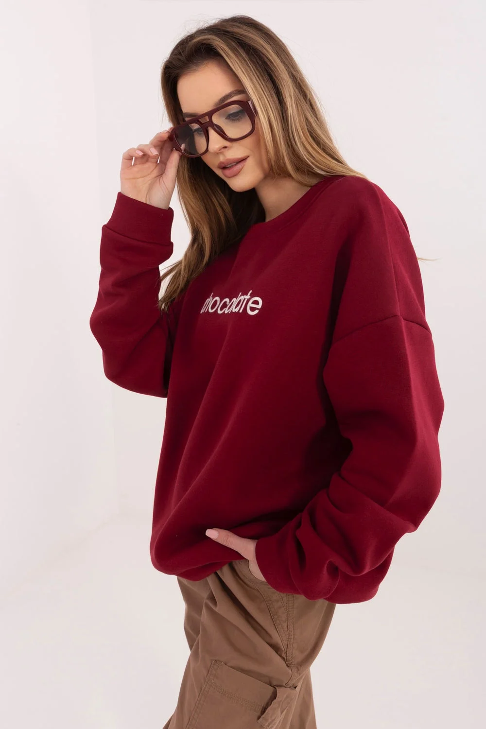 Sweatshirt rouge en coton – Image 3