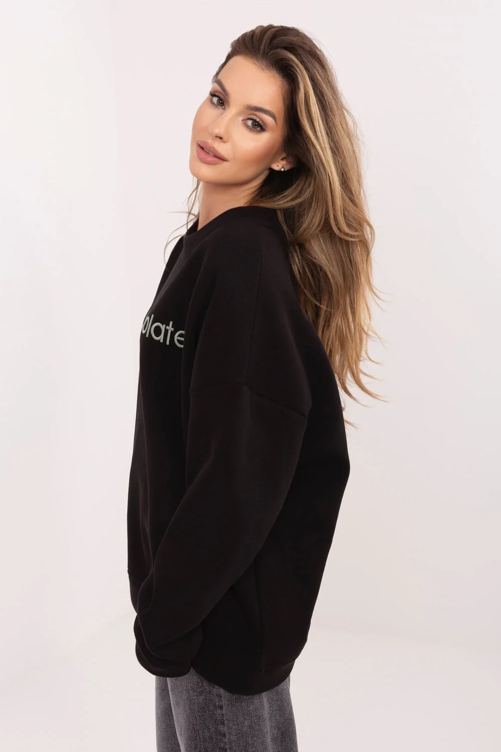 Sweatshirt noir en coton – Image 2