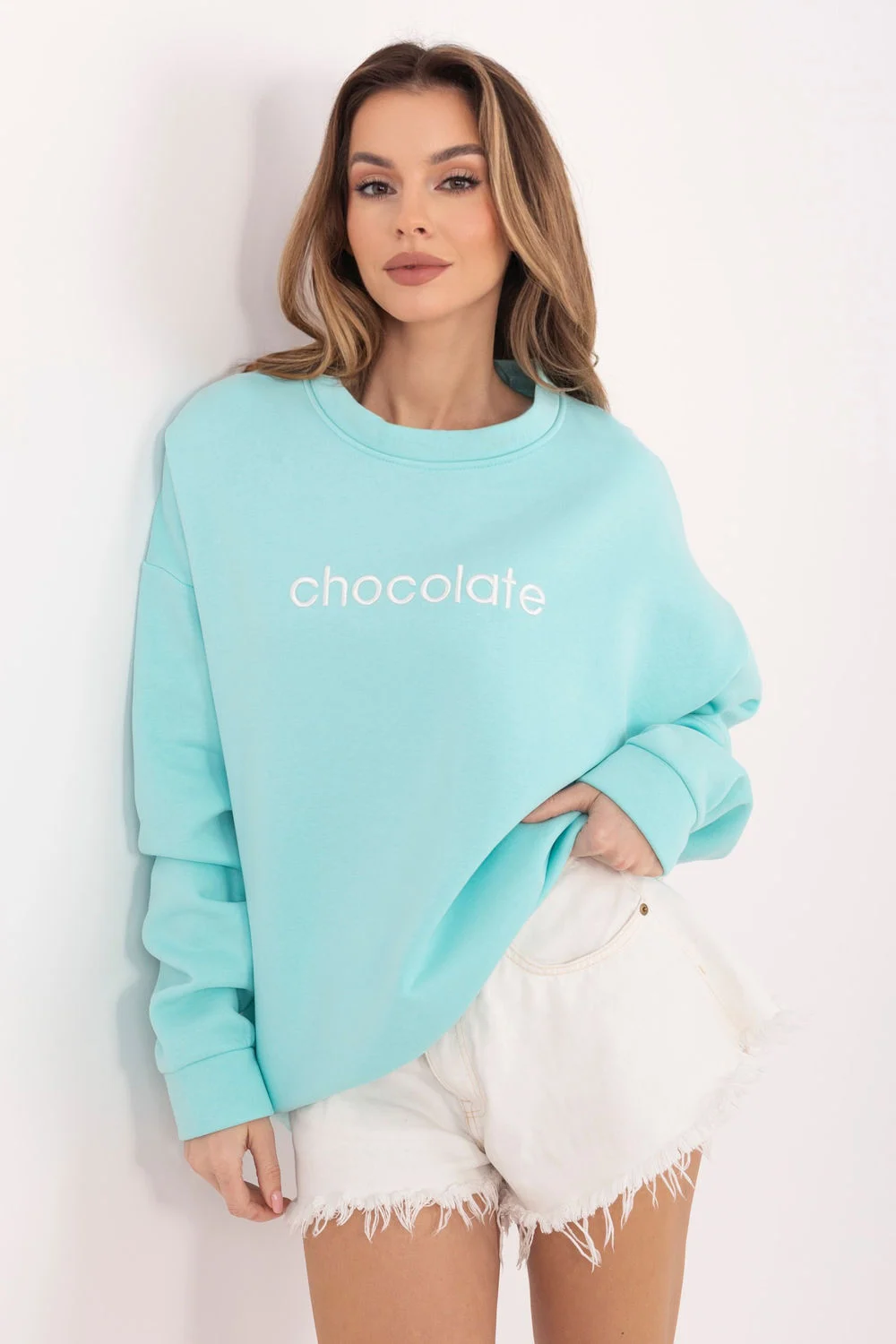 Sweatshirt zippé vert en coton