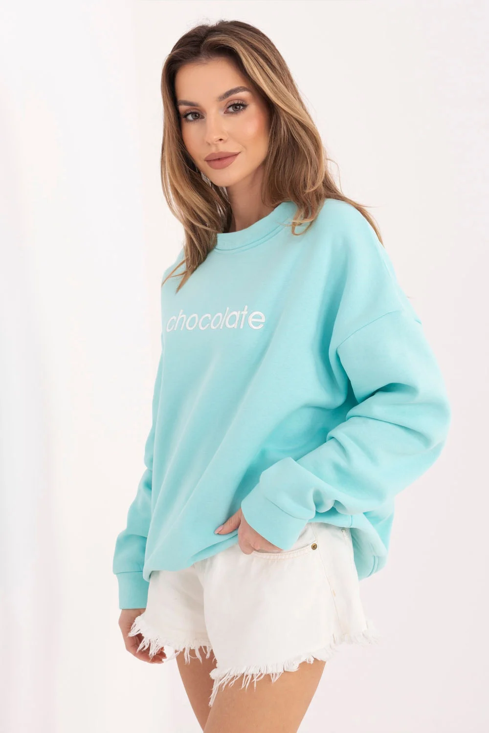 Sweatshirt zippé vert en coton – Image 3