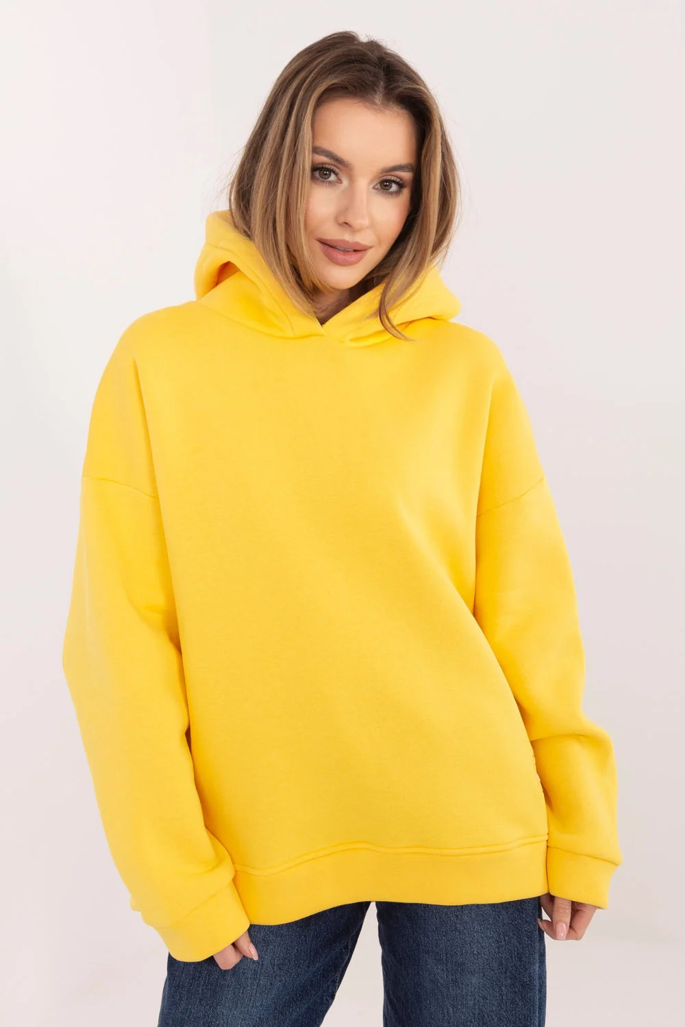 Sweatshirt à capuche jaune en coton
