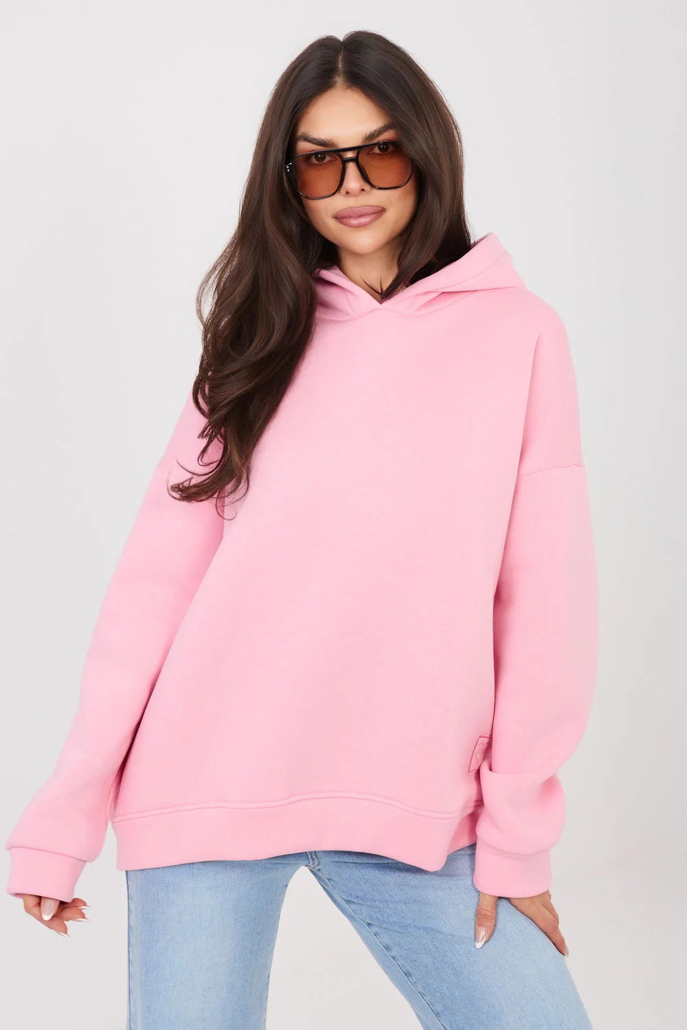 Sweatshirt à capuche rose en coton