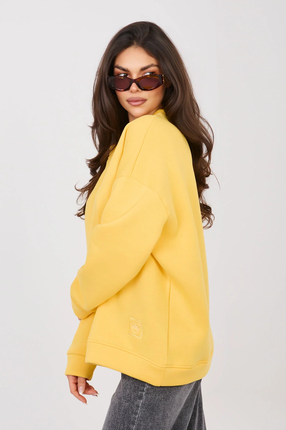 Sweatshirt cintré jaune en coton