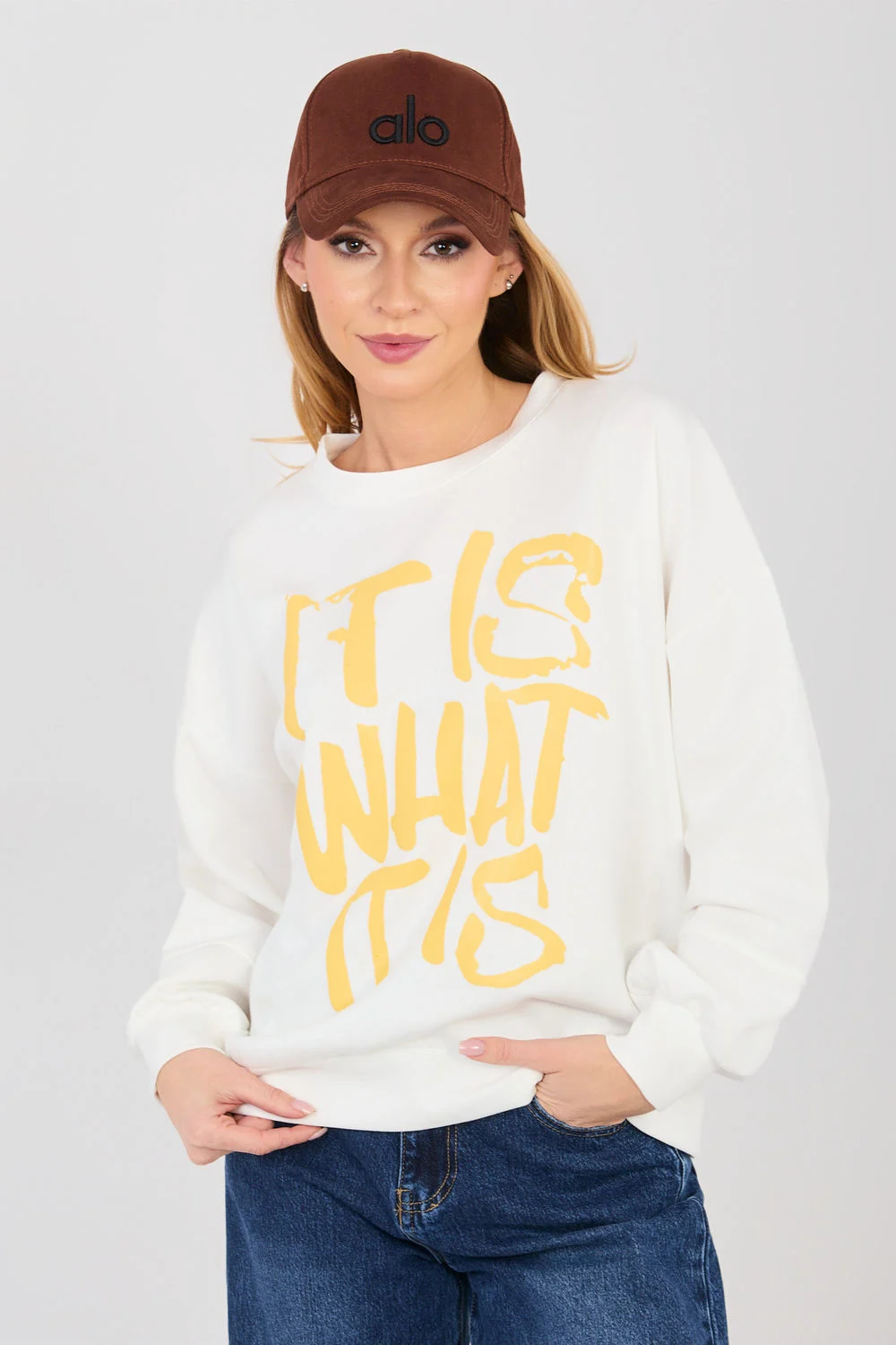 Sweatshirt beige à manches longues