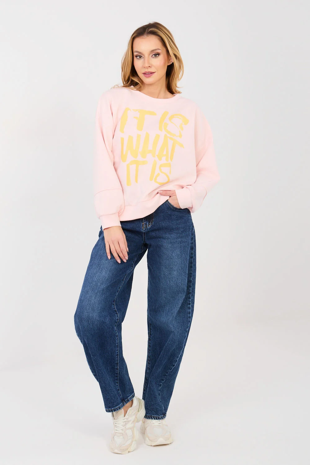 Sweatshirt zippé rose à manches longues – Image 2