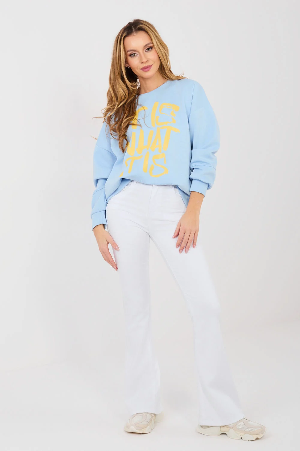 Sweatshirt zippé bleu à manches longues – Image 2