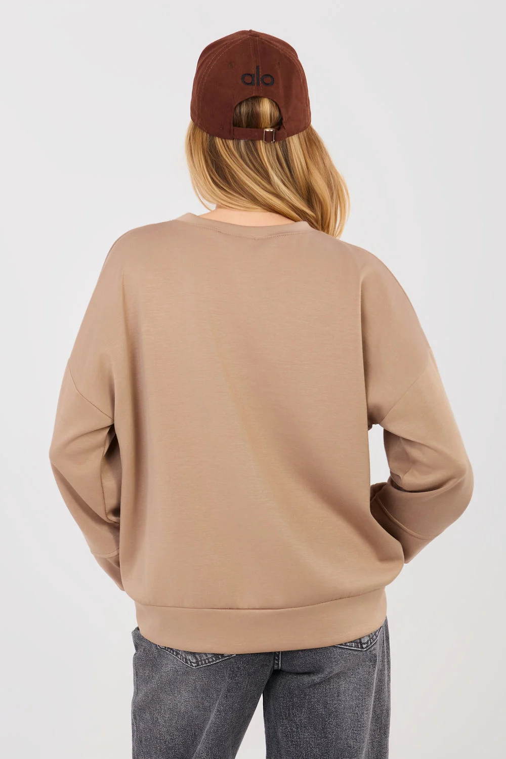 Sweatshirt zippé beige à manches longues – Image 3