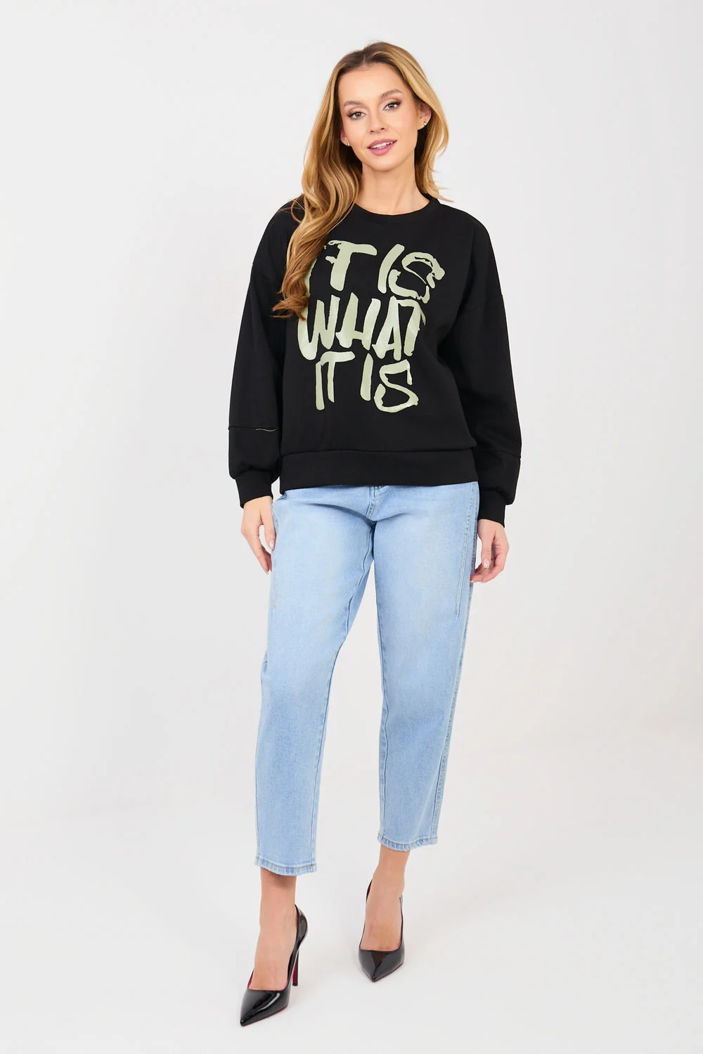 Sweatshirt noir à manches longues – Image 2