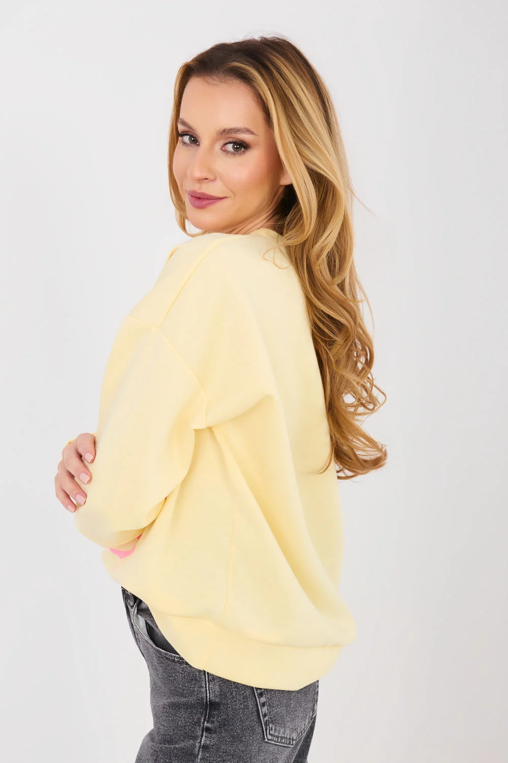 Sweatshirt zippé jaune à manches longues – Image 2