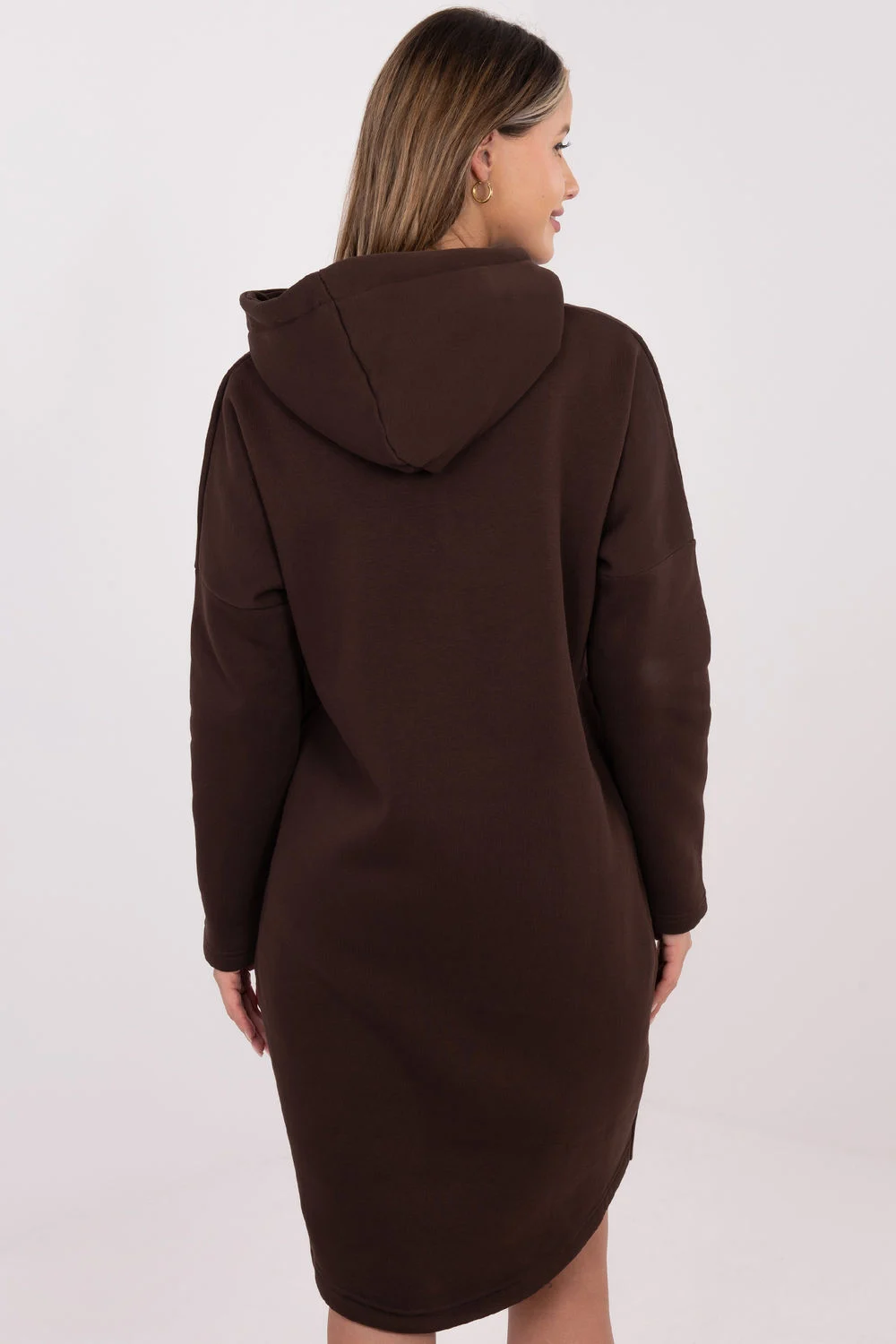 Sweatshirt à capuche brun en coton – Image 3
