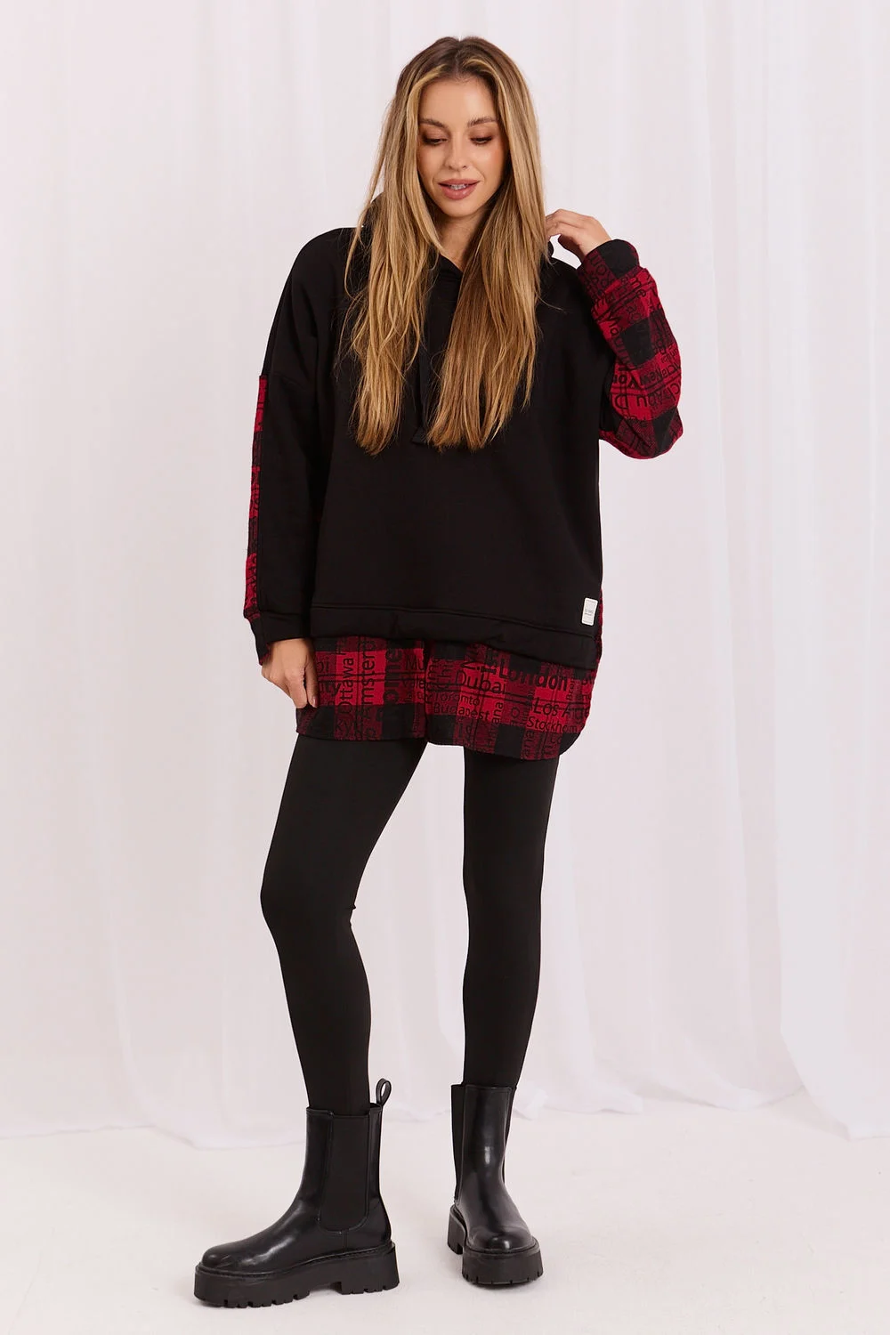 Sweatshirt à capuche noir en coton