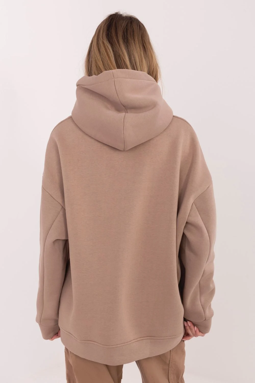 Sweatshirt à capuche beige en coton – Image 4