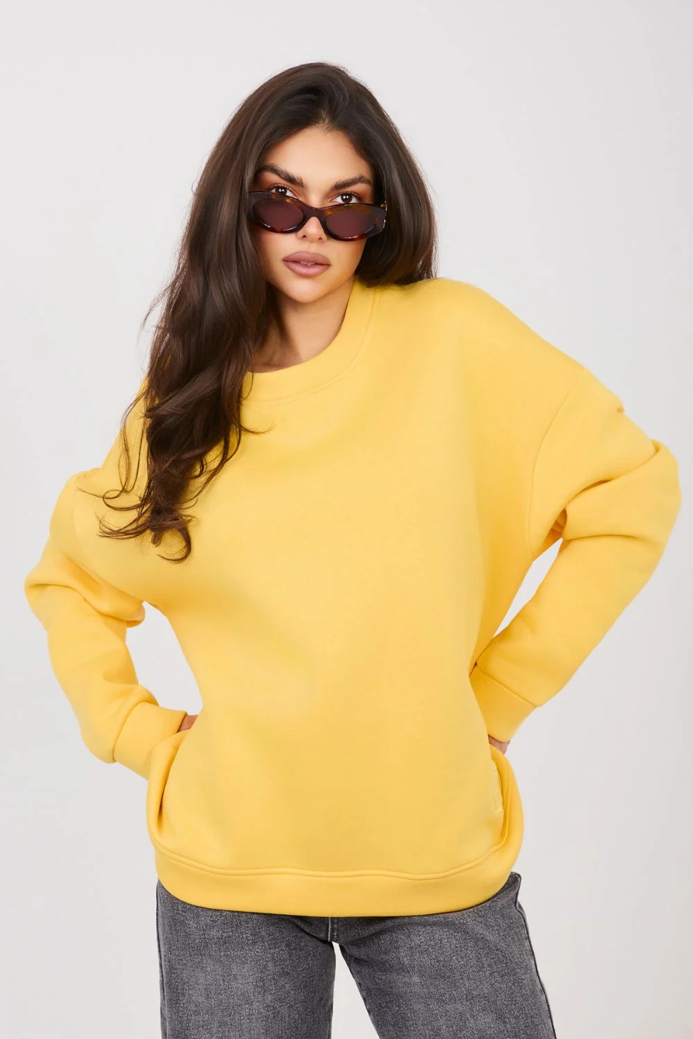 Sweatshirt cintré jaune en coton – Image 4