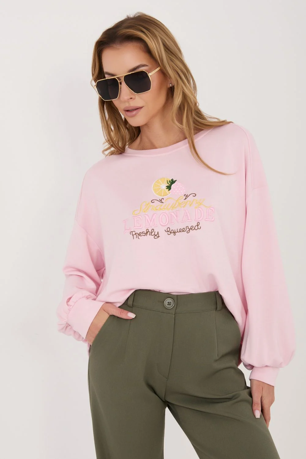 Sweatshirt rose à manches longues – Image 4