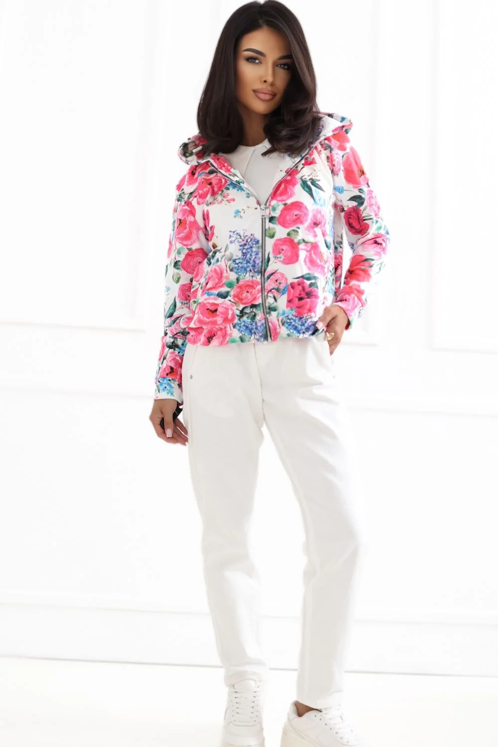 Sweatshirt à capuche rose imprimé – Image 3